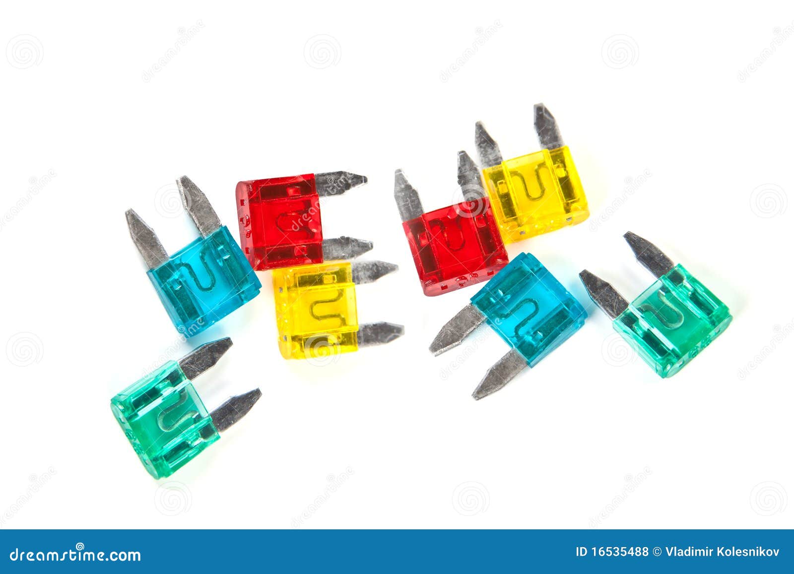 Fuses, used in motor cars. stock photo. Image of connections 16535488
