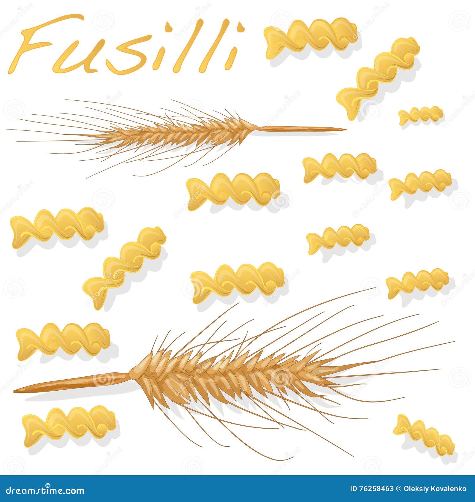 Fusilli Pasta Vector Illustration Stock Vector Illustration of pasta