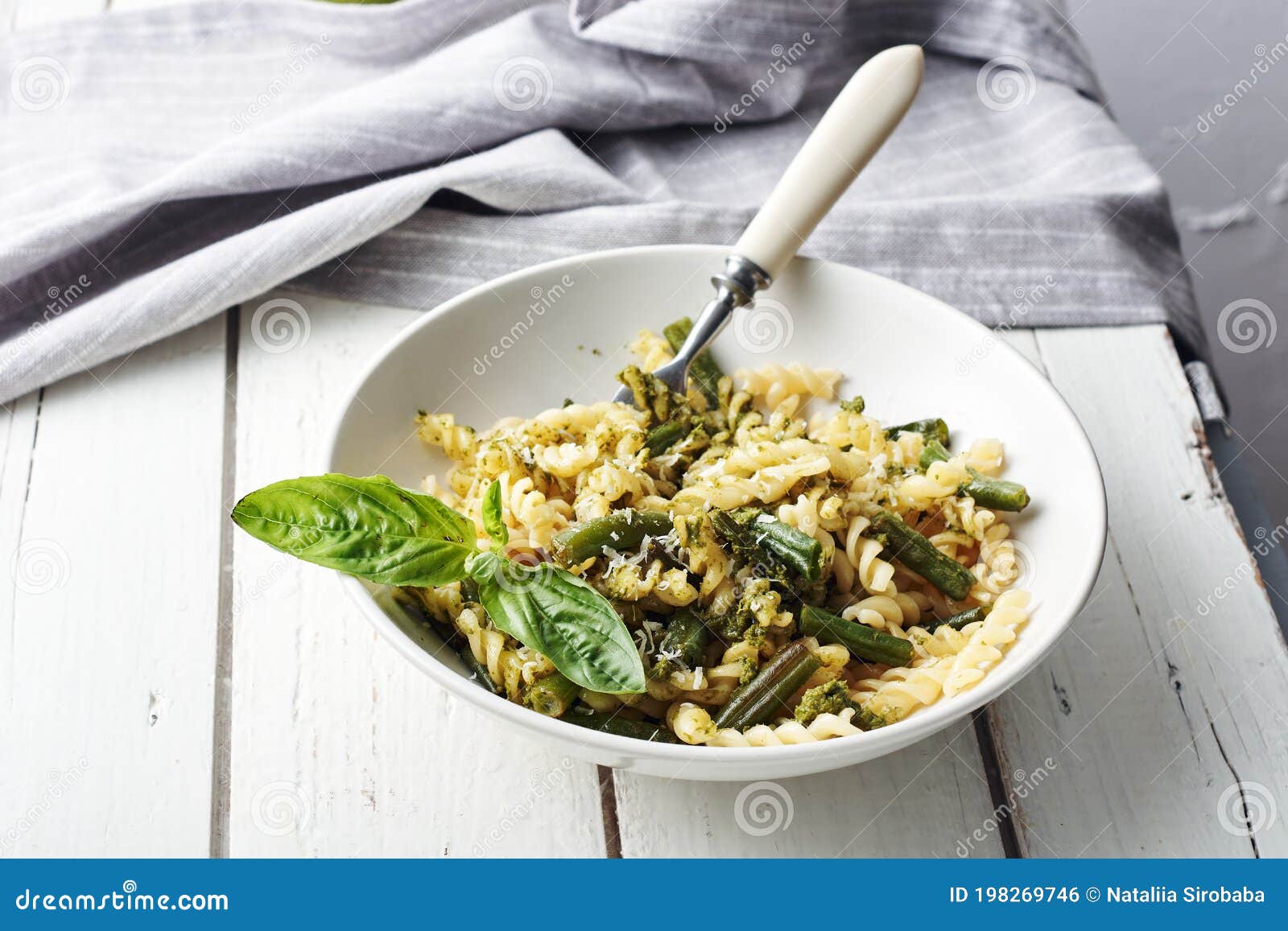 Fusilli pesto pasta stock photo. Image of pasta, diet 198269746