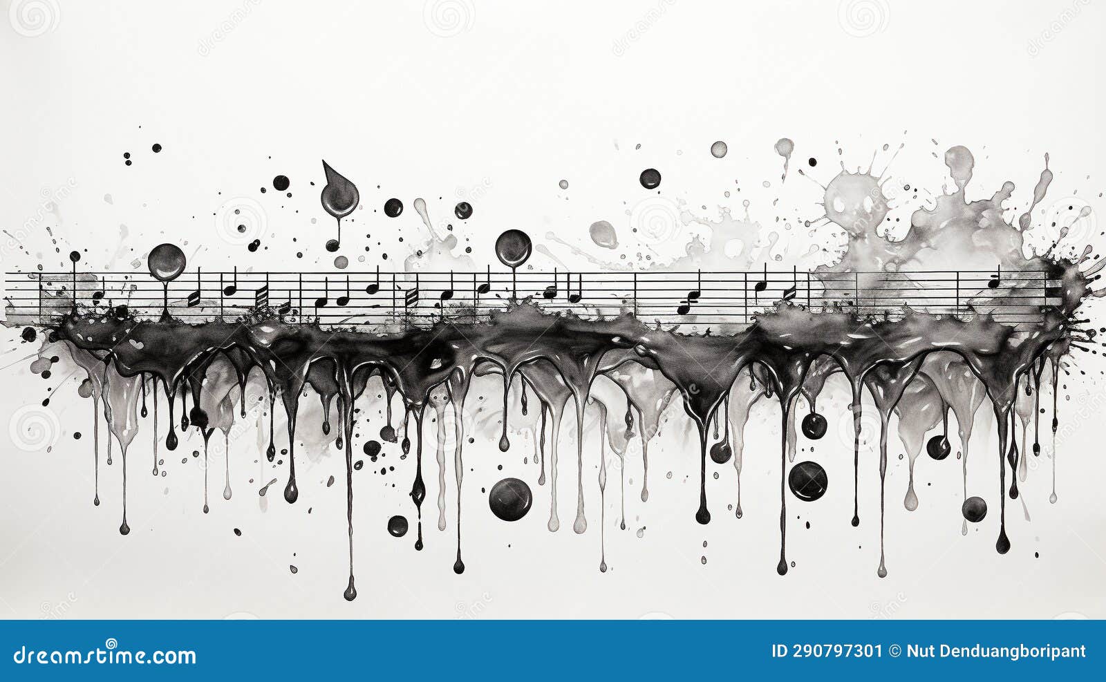Harmonious Ink Abstract Art Inspired by the Melody of Music Stock