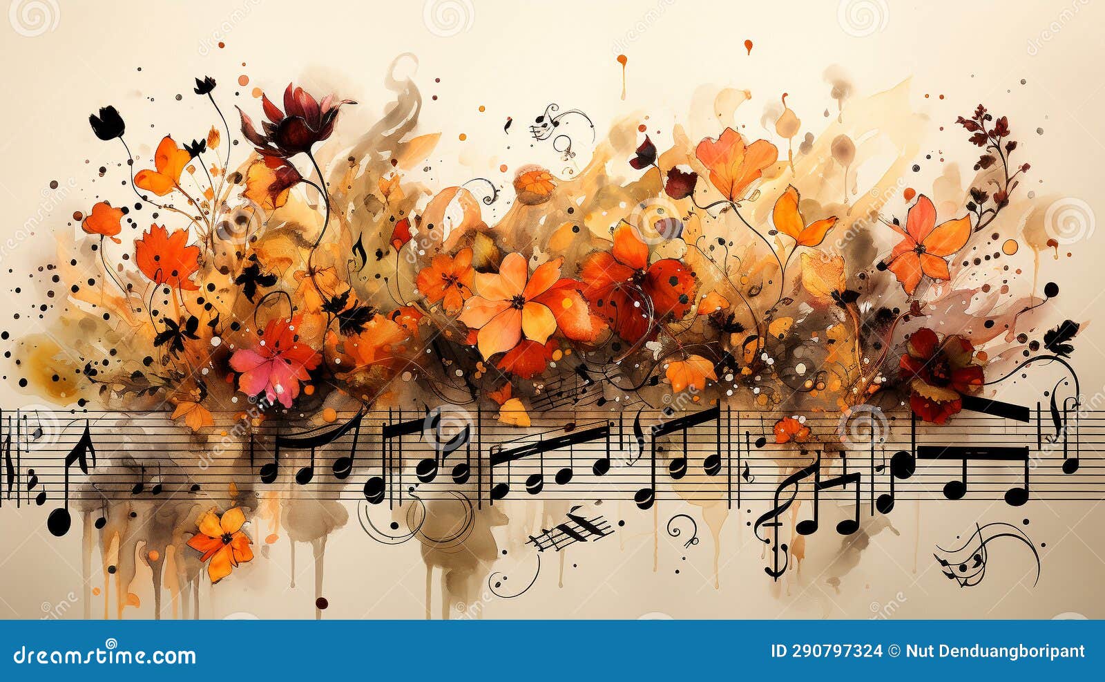 Harmonious Ink Abstract Art Inspired by the Melody of Music Stock