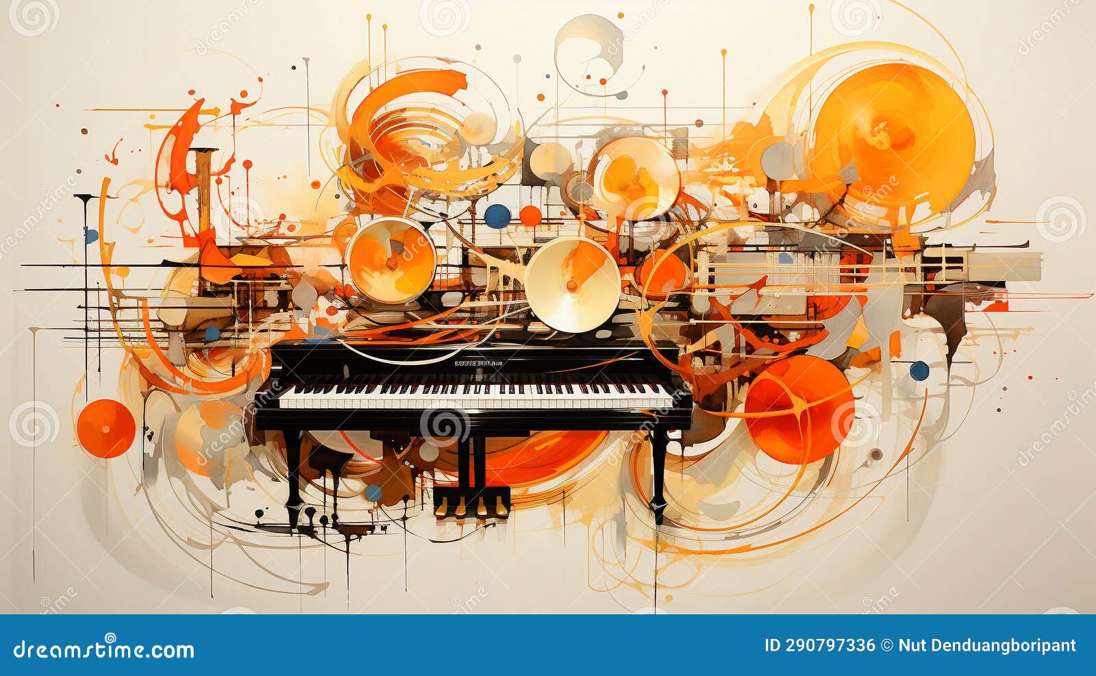 Harmonious Ink Abstract Art Inspired by the Melody of Music Stock