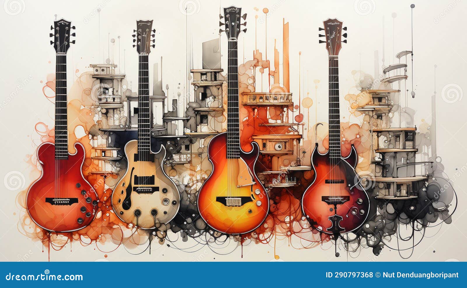 Harmonious Ink Abstract Art Inspired by the Melody of Music Stock