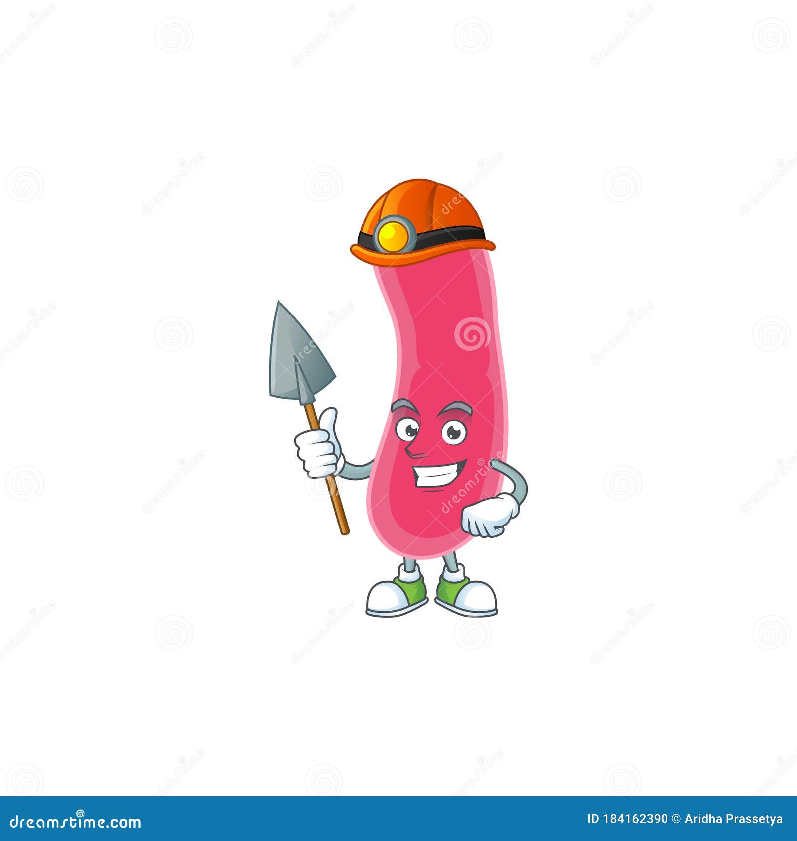fusobacteria as a miner cartoon character 