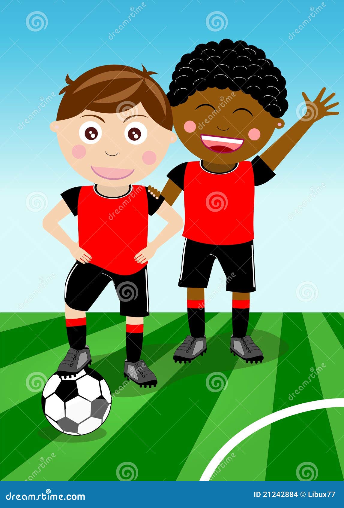 Futebol Do Jogo De Dois Meninos Ilustração Stock - Ilustração de preto,  amigos: 21242884