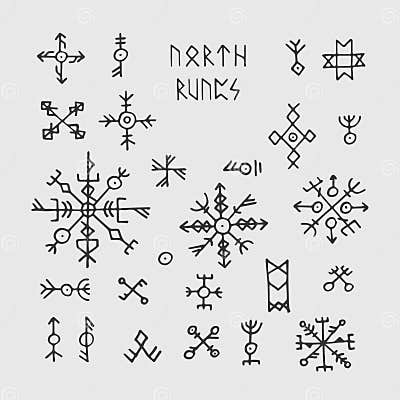 Futhark Norse Viking Runes and Talismans. Nordic Pagan Vector Occult ...
