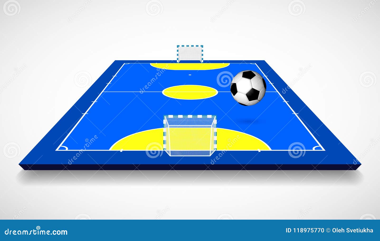 Futsal Court or Field with Ball Perspective View Vector Illustration Stock Vector Illustration