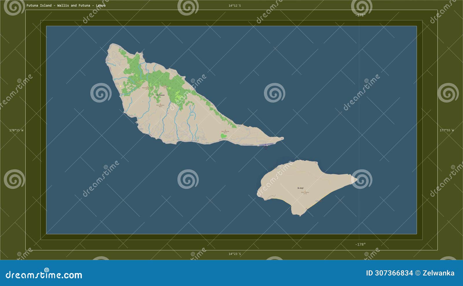 futuna island - wallis and futuna highlighted - composition. top