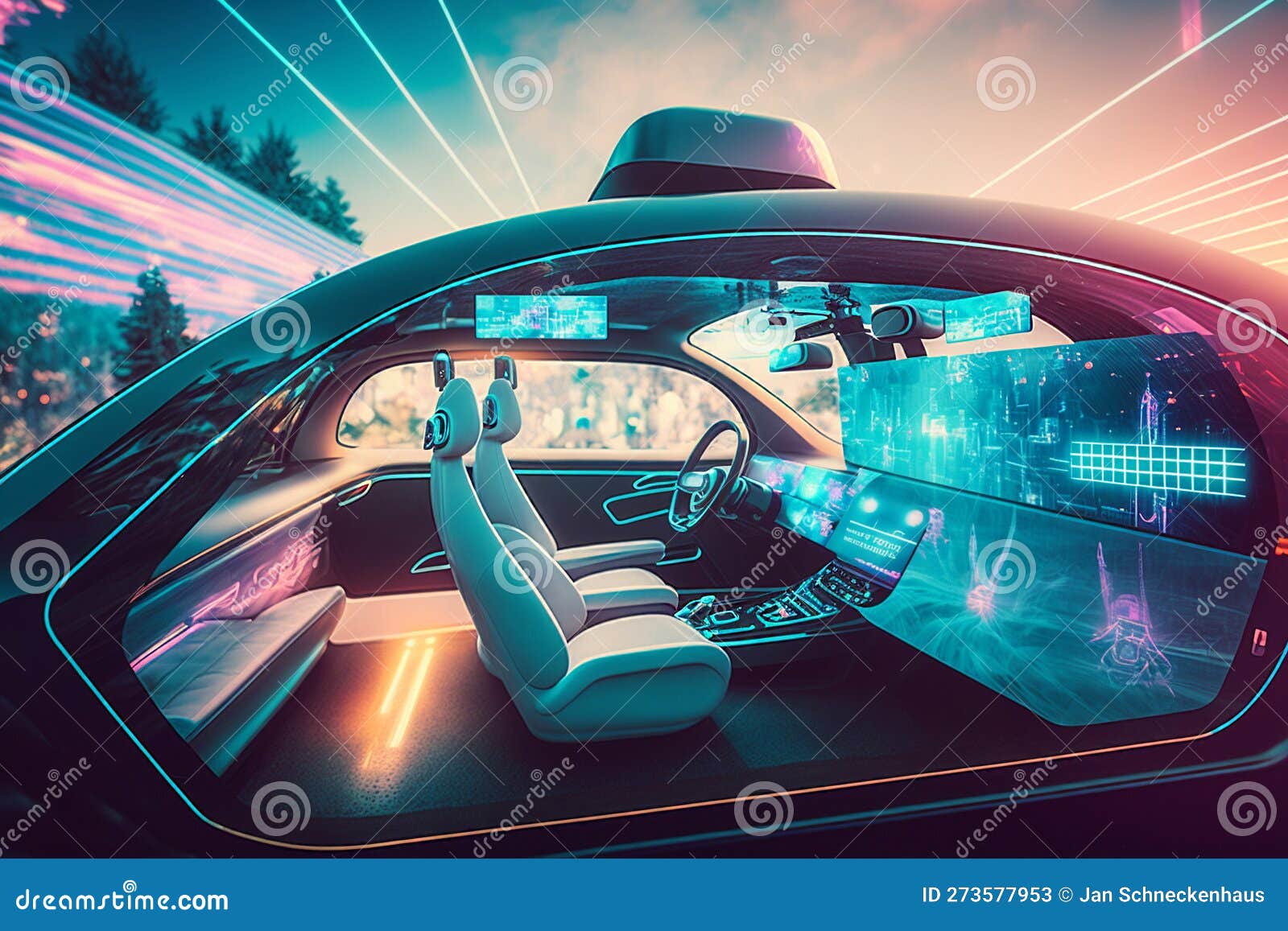 Future Car Software Technology. SelfDriving Car, Autonomous Vehicle