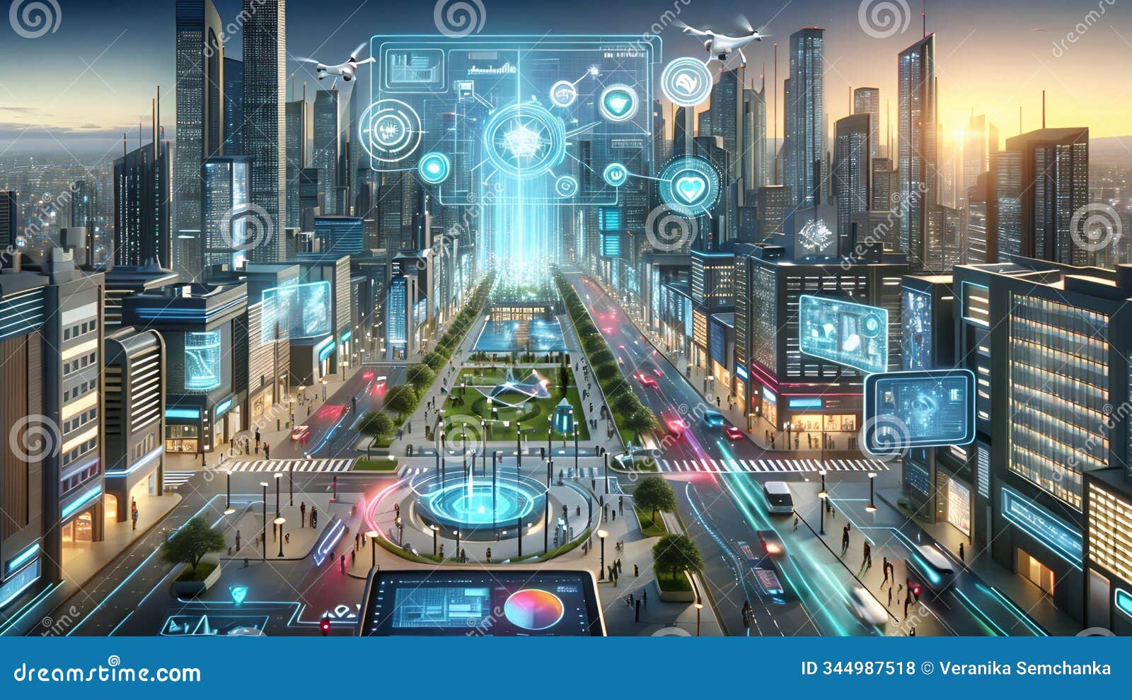 future city with ai, tech, and innovative infrastructure for urban environment
