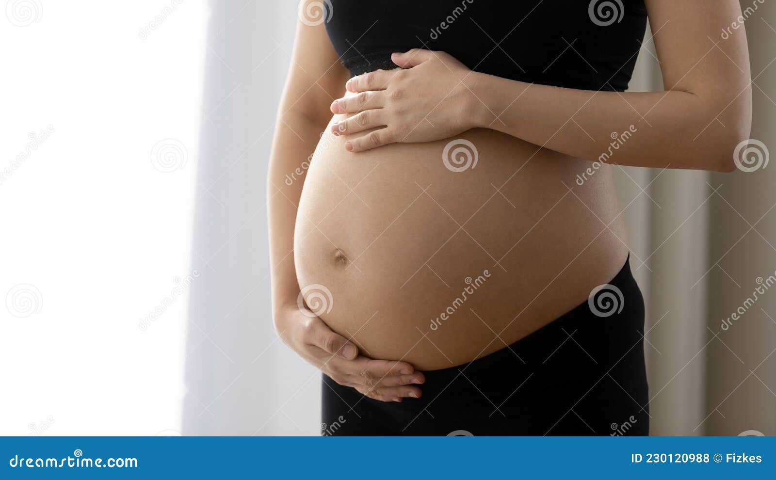 Huge Pregnant Belly Nude - Future Mom Holding Both Hands on Naked Heavy Pregnant Belly Stock Photo -  Image of happy, birth: 230120988