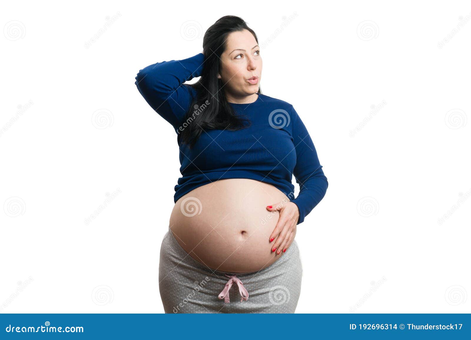 Future Mom Whistling And Holding Her Belly Stock Photo Image Of Baby