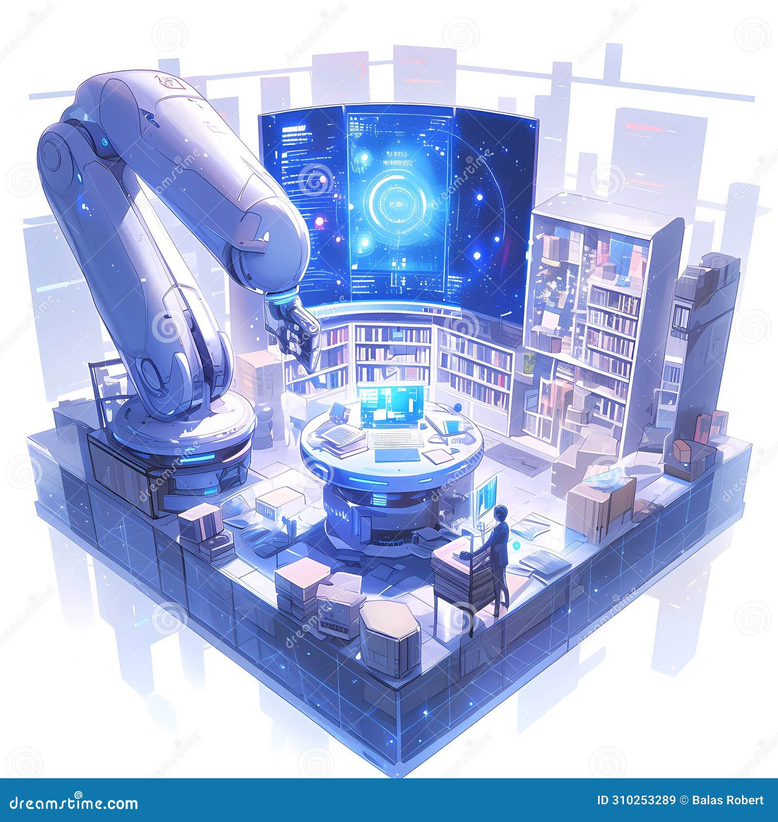 future science lab with robots and advanced technology