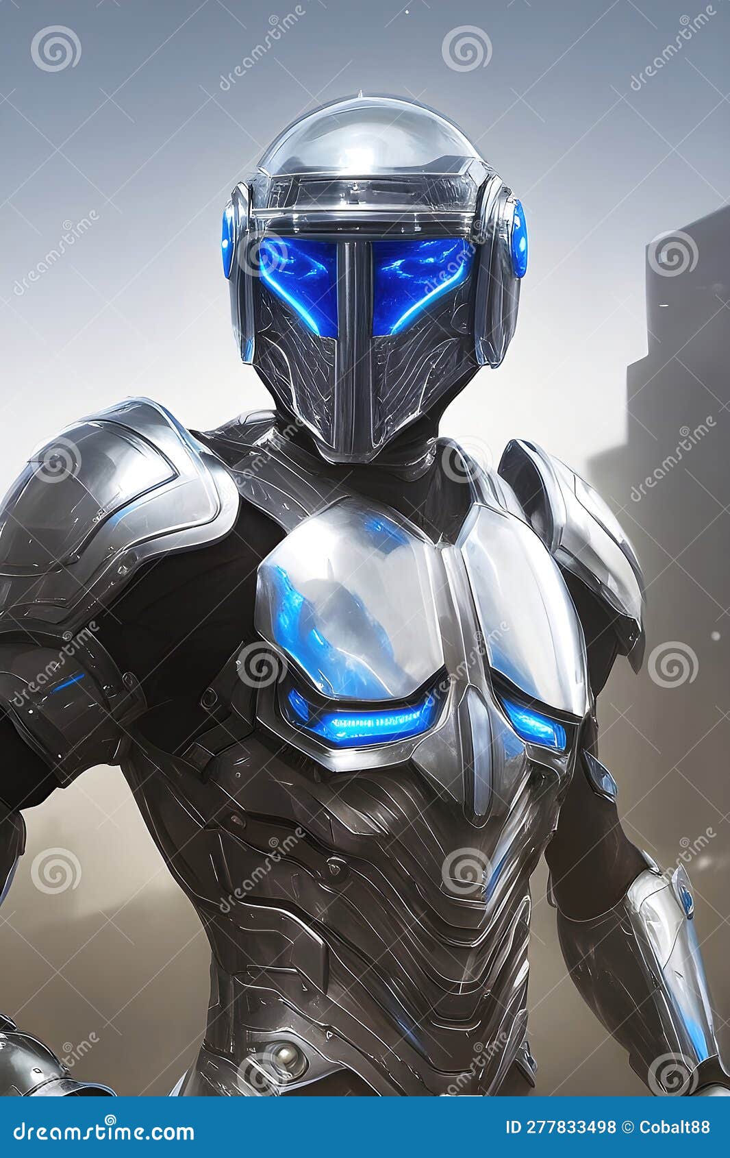 Future Soldier in Futuristic Power Armor, Science Fiction Background.  Generative Ai Stock Illustration - Illustration of chrome, game: 277833498