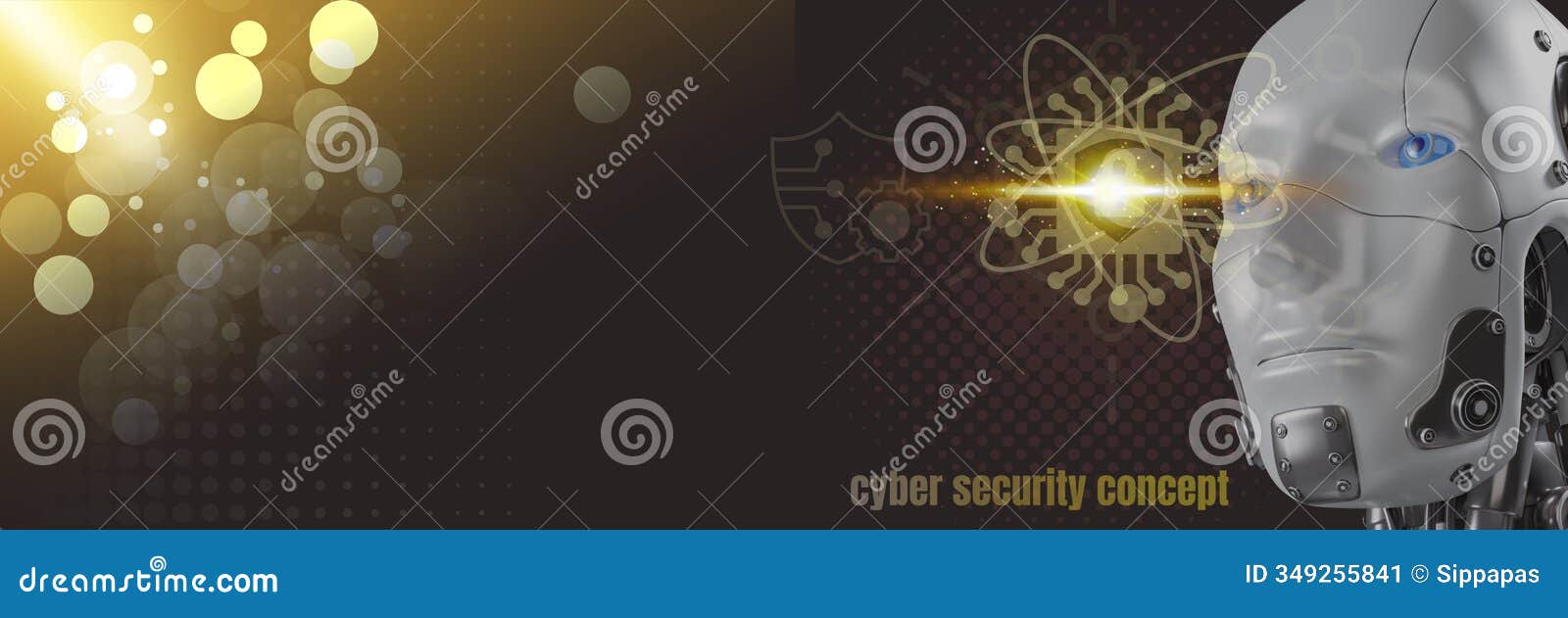 futuristic ai robot hand holding a safety icon on a blue backgro
