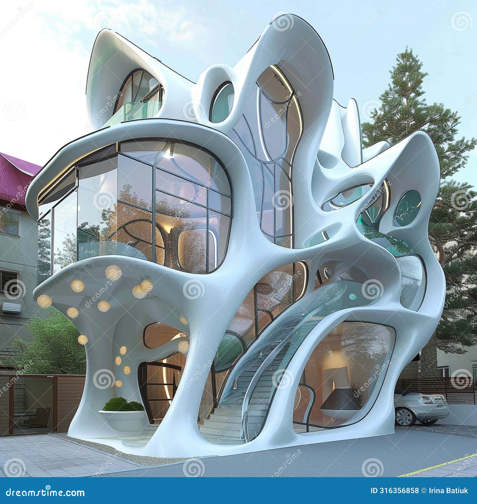 futuristic art nouveau house, future building smart unreal, cityspace abstract technology modernism interior details