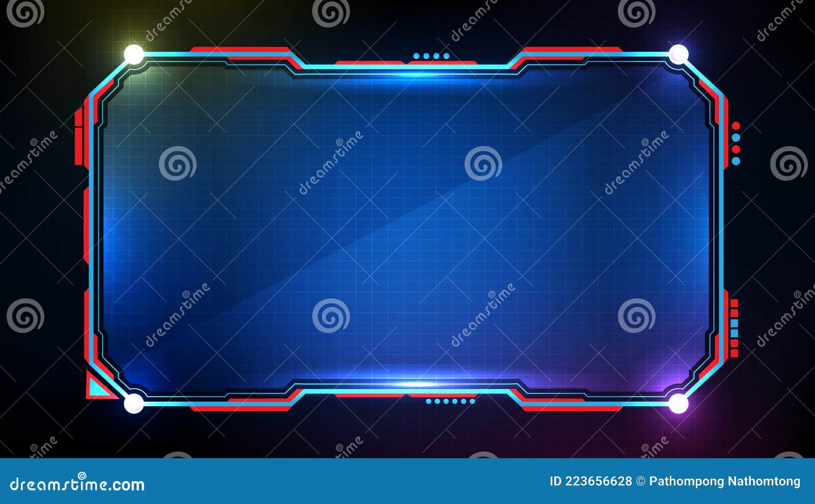 futuristic background of blue glowing technology sci fi frame hud ui