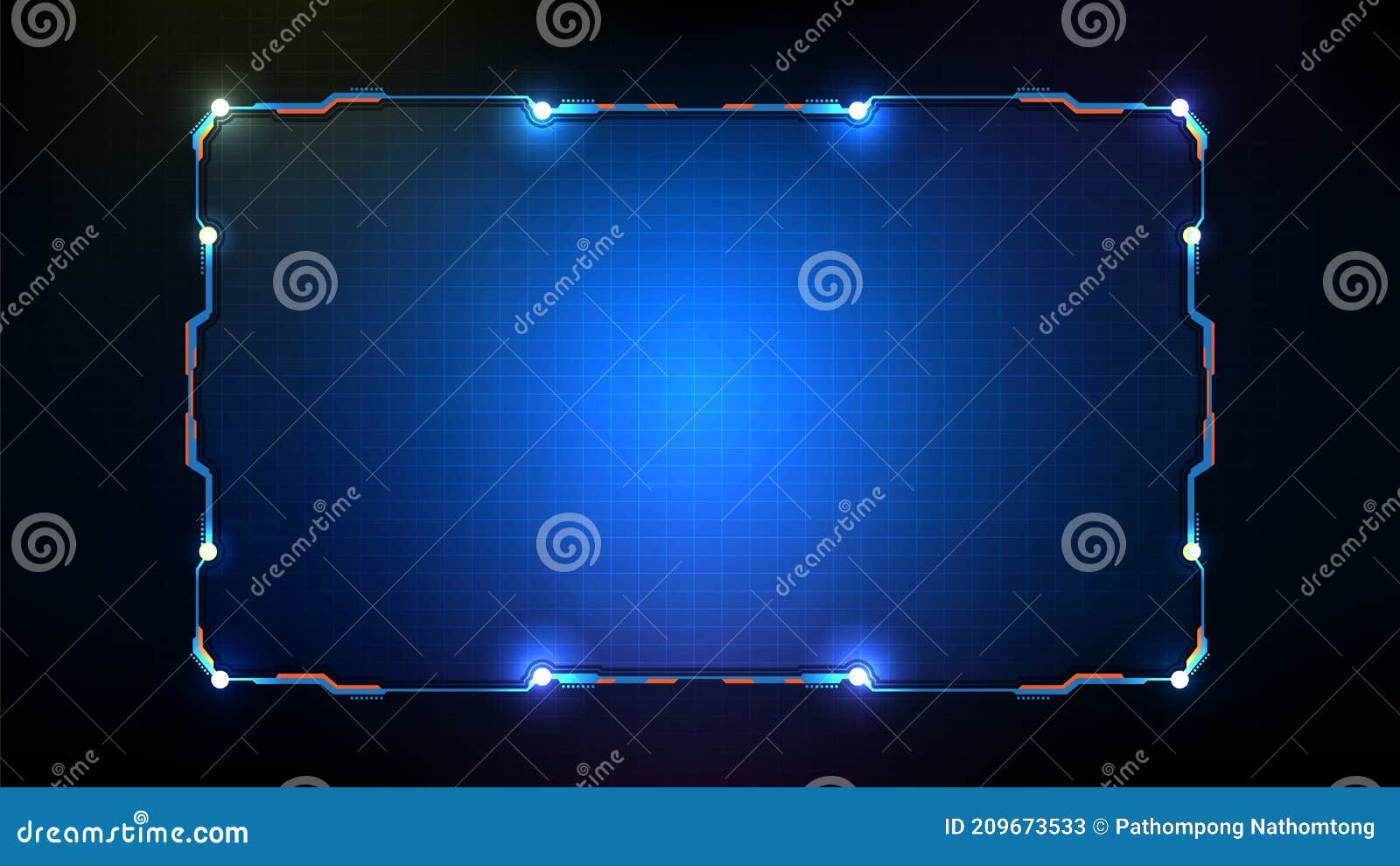 futuristic background of blue glowing technology sci fi frame hud ui