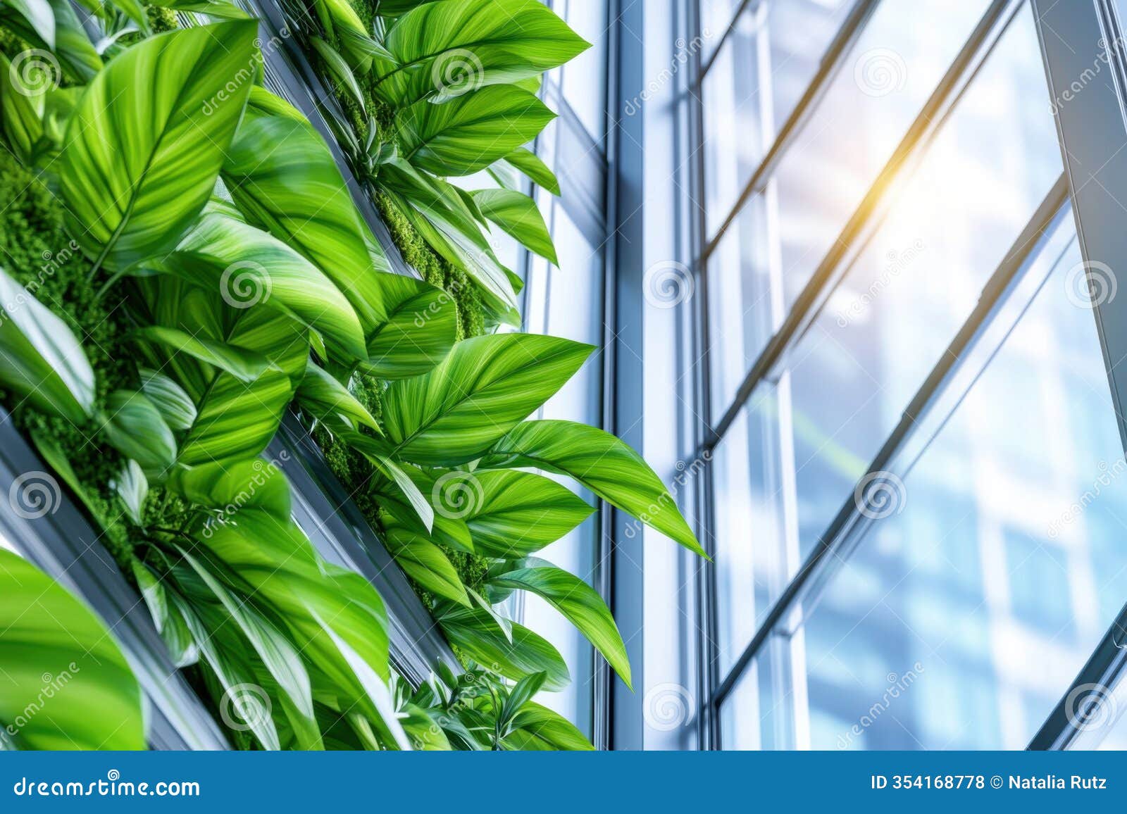 futuristic biophilic office  featuring smart glass walls and integrated vertical gardens promoting employee well