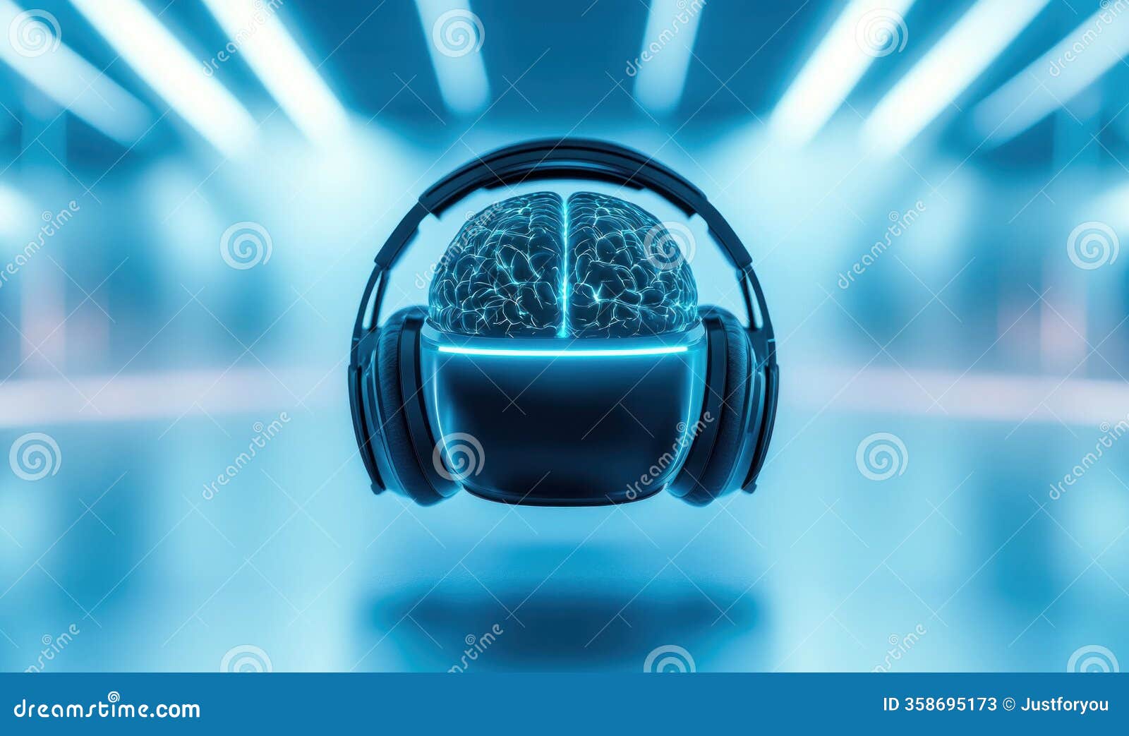 futuristic brain computer interface with glowing neural connections