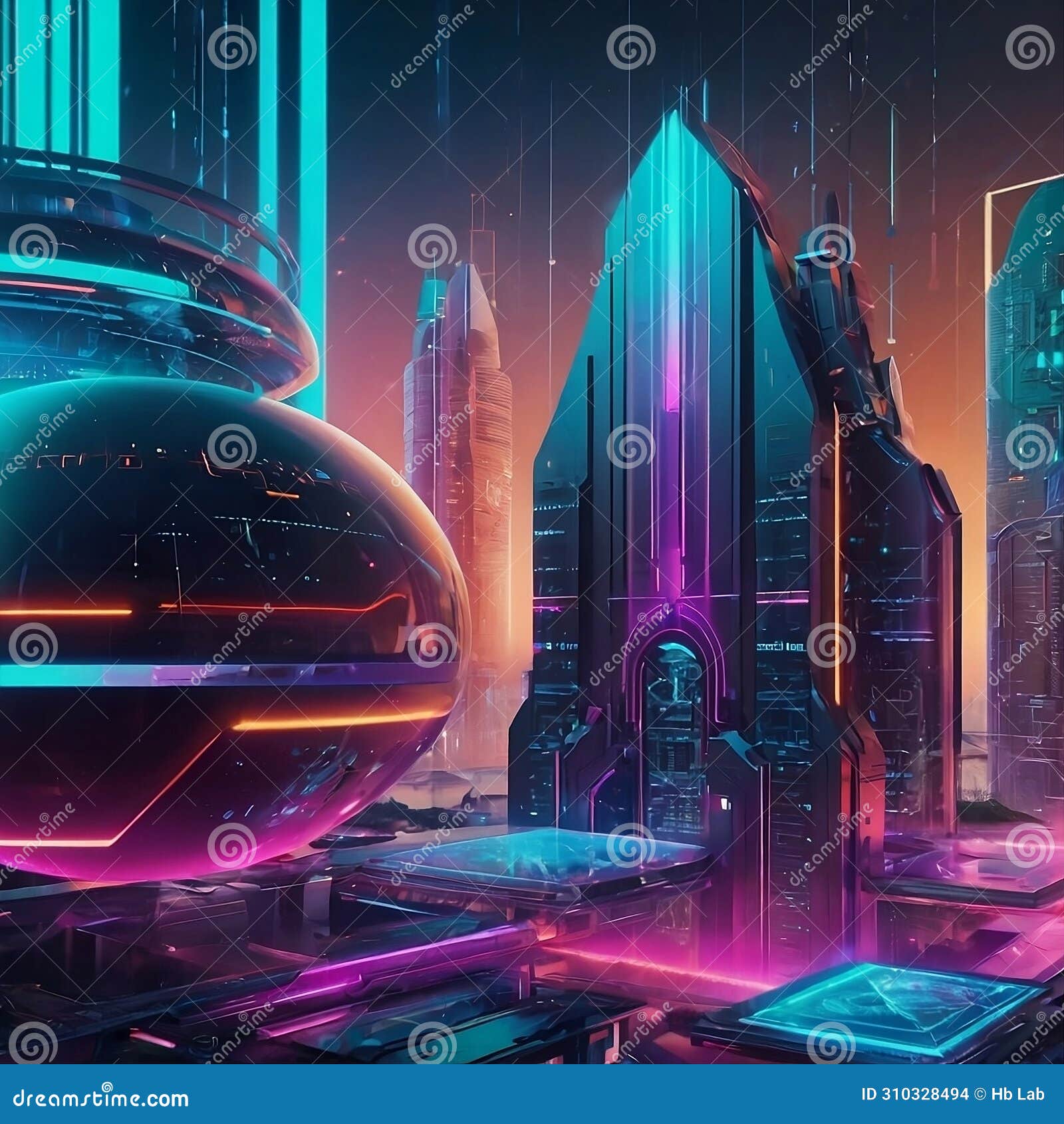 futuristic city wallpaper, futuristic buildings, colorful planet electronic. ai generative