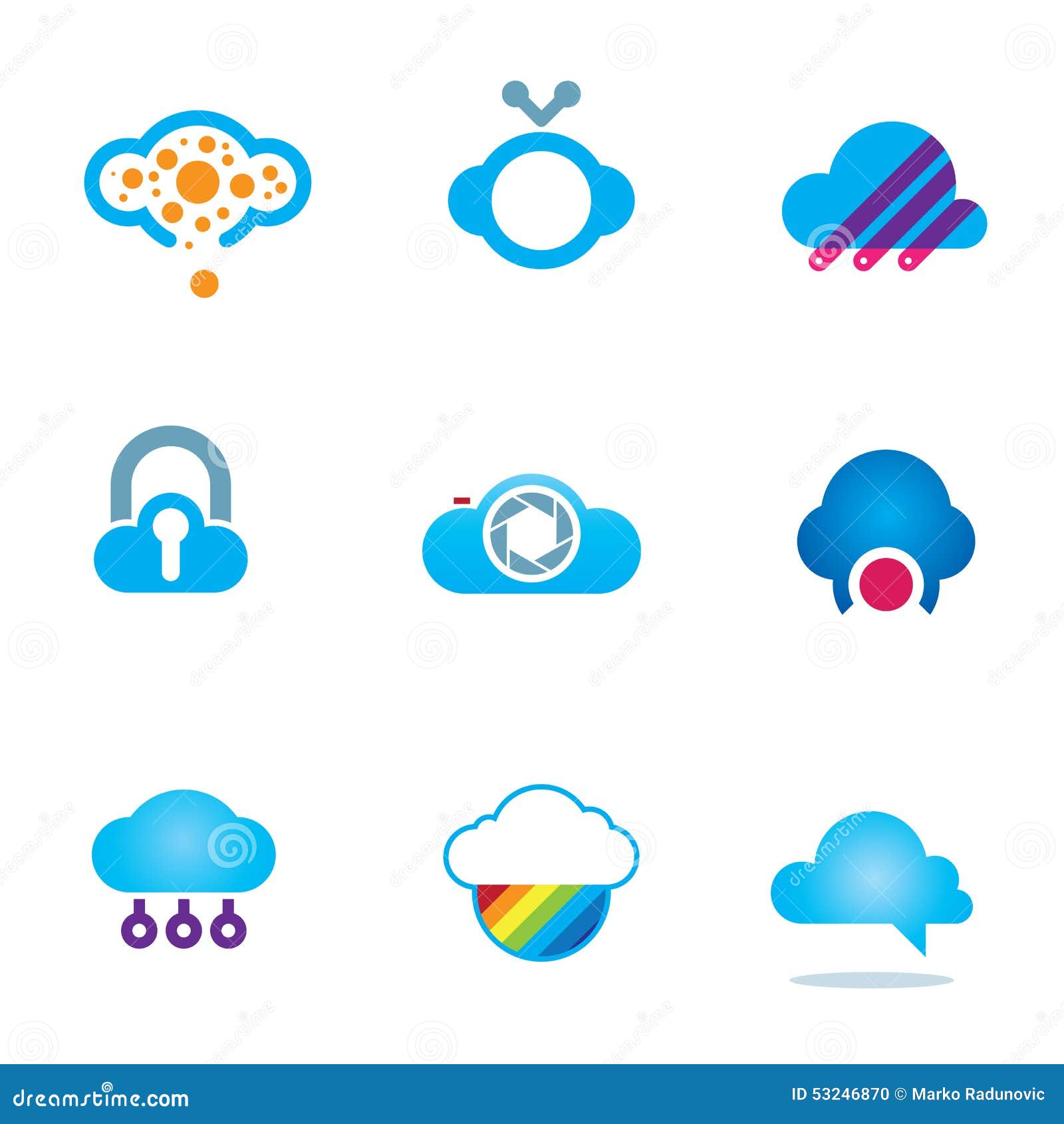 Futuristic Cloud Software Technology App for Mobile Phones Logo Icons