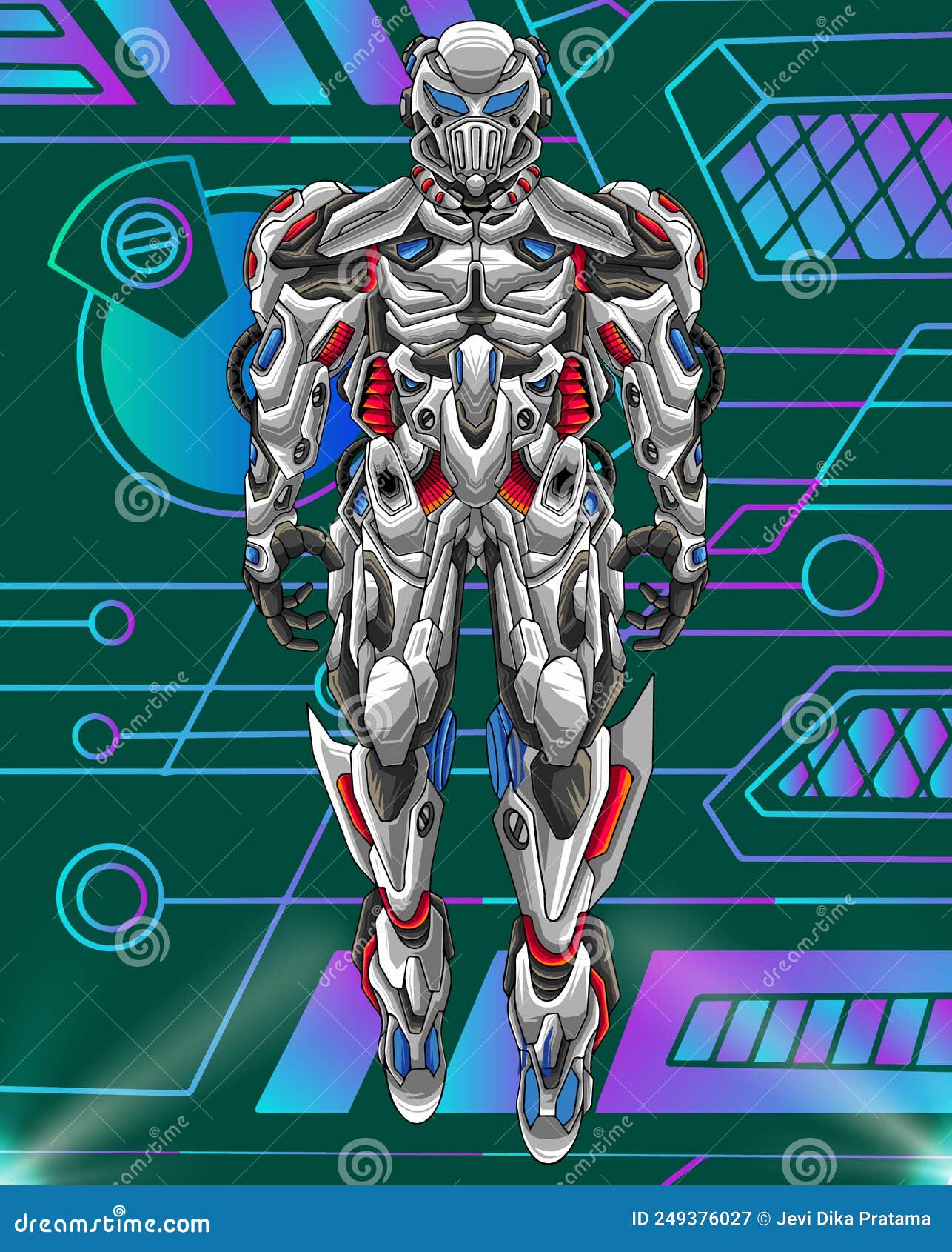 Futuristic Cyborg Vector Illustration Mechanical Warrior Cyborg Character Stock Illustration Futuristic Cyborg Vector Illustration Mechanical Warrior Cyborg Character Stock Illustration