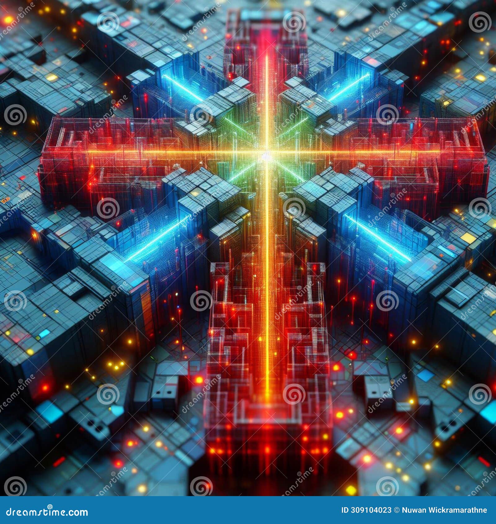 Futuristic 3D Crossword: Dynamic Patterns in Red Blue and Yellow Futuristic 3D Crossword: Dynamic Patterns in Red Blue and Yellow