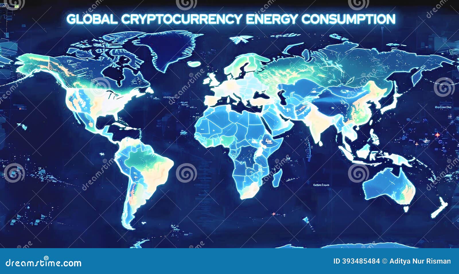 Global Cryptocurrency Energy Consumption Map Digital Display World Stock  Illustration - Illustration of infographic, brand: 393485484