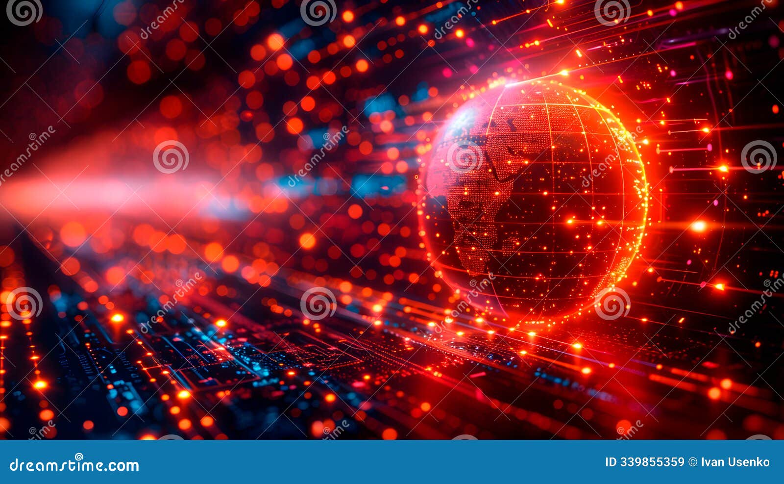 futuristic digital globe: global network and data visualization in a tech world