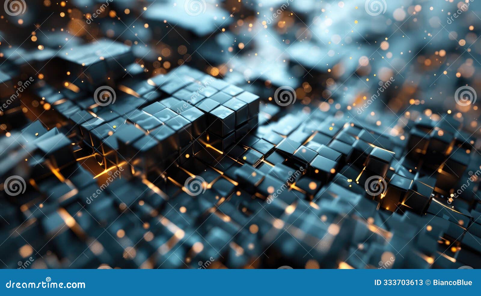 futuristic digital matrix with glowing cubes and sparkling lights, a hightech cyber environment. aig53m