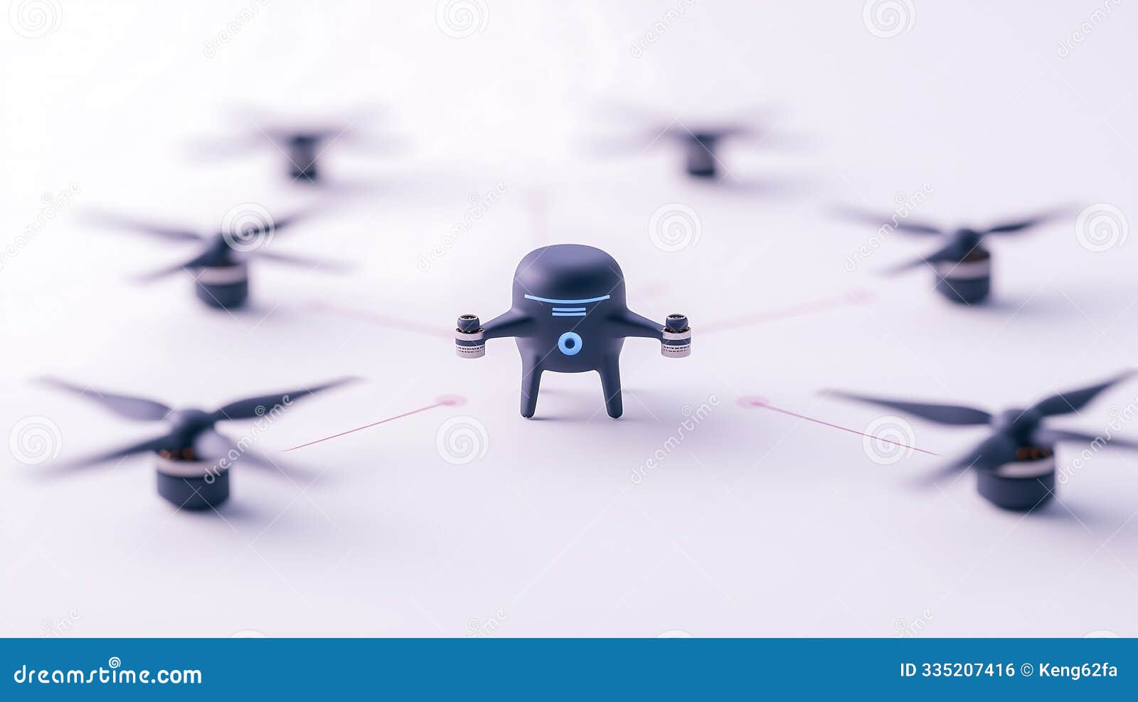 futuristic drone connected to a network of rotors, izing advanced technology