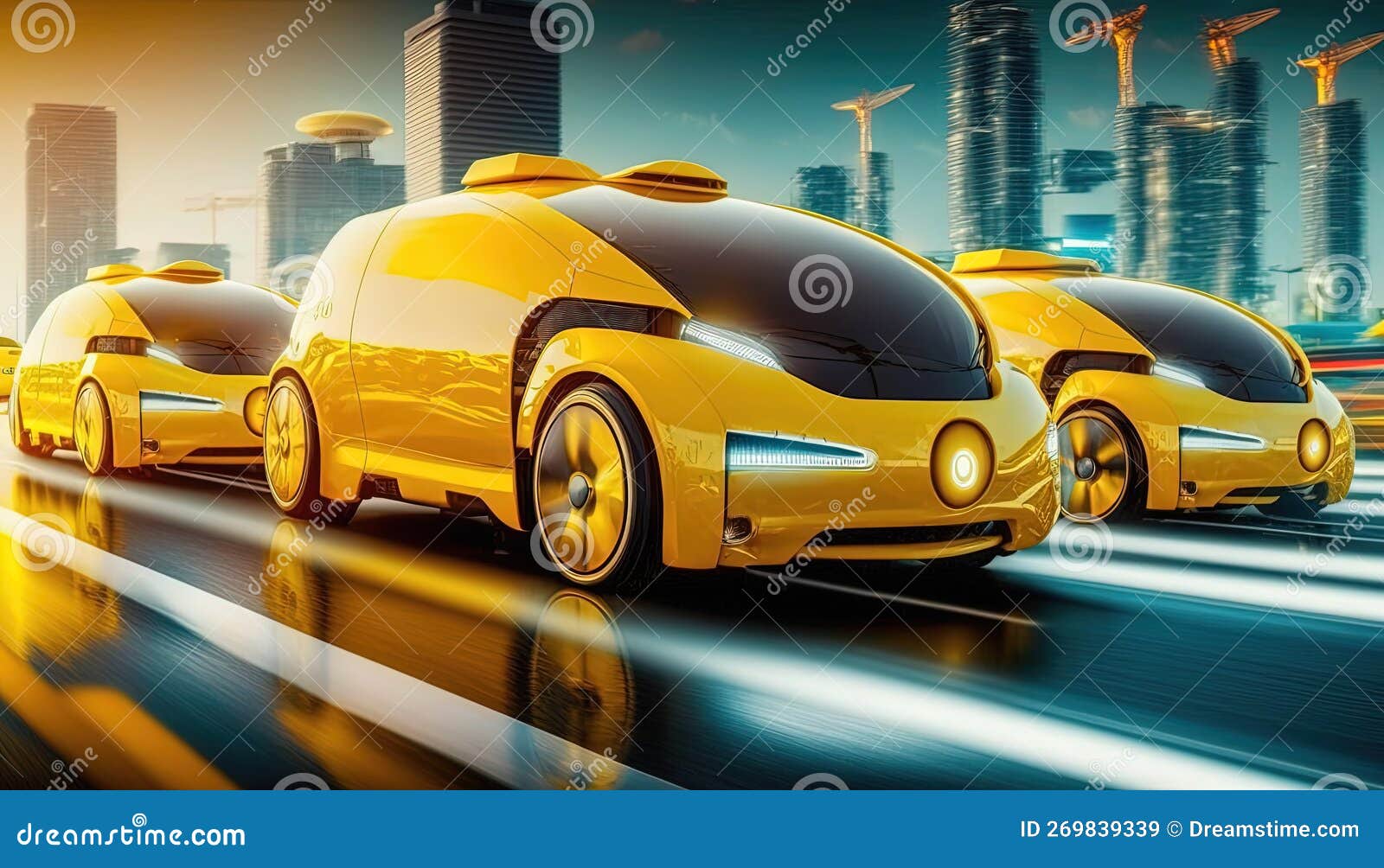 Futuristic Electric Car, Autonomous Taxi Car In A Near Future ...