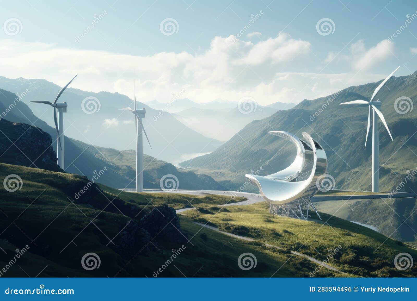 Futuristic Environmentally Friendly Power Plant of the Future Stock