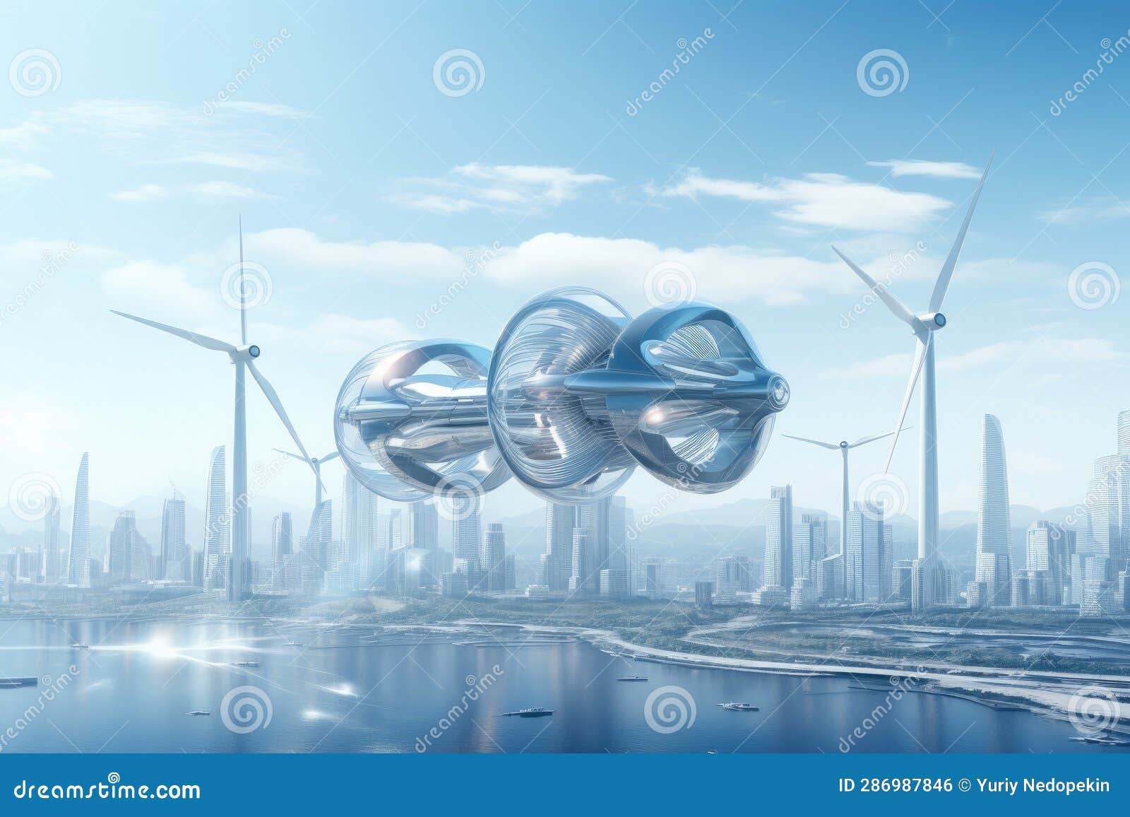 Futuristic Environmentally Friendly Power Plant of the Future Stock