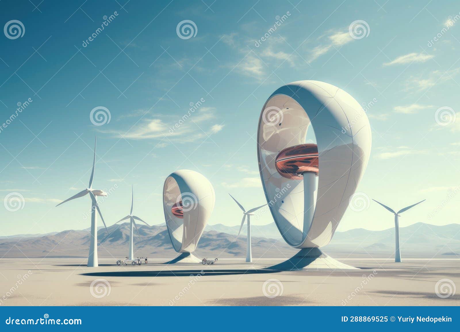 Futuristic Environmentally Friendly Power Plant of the Future Stock