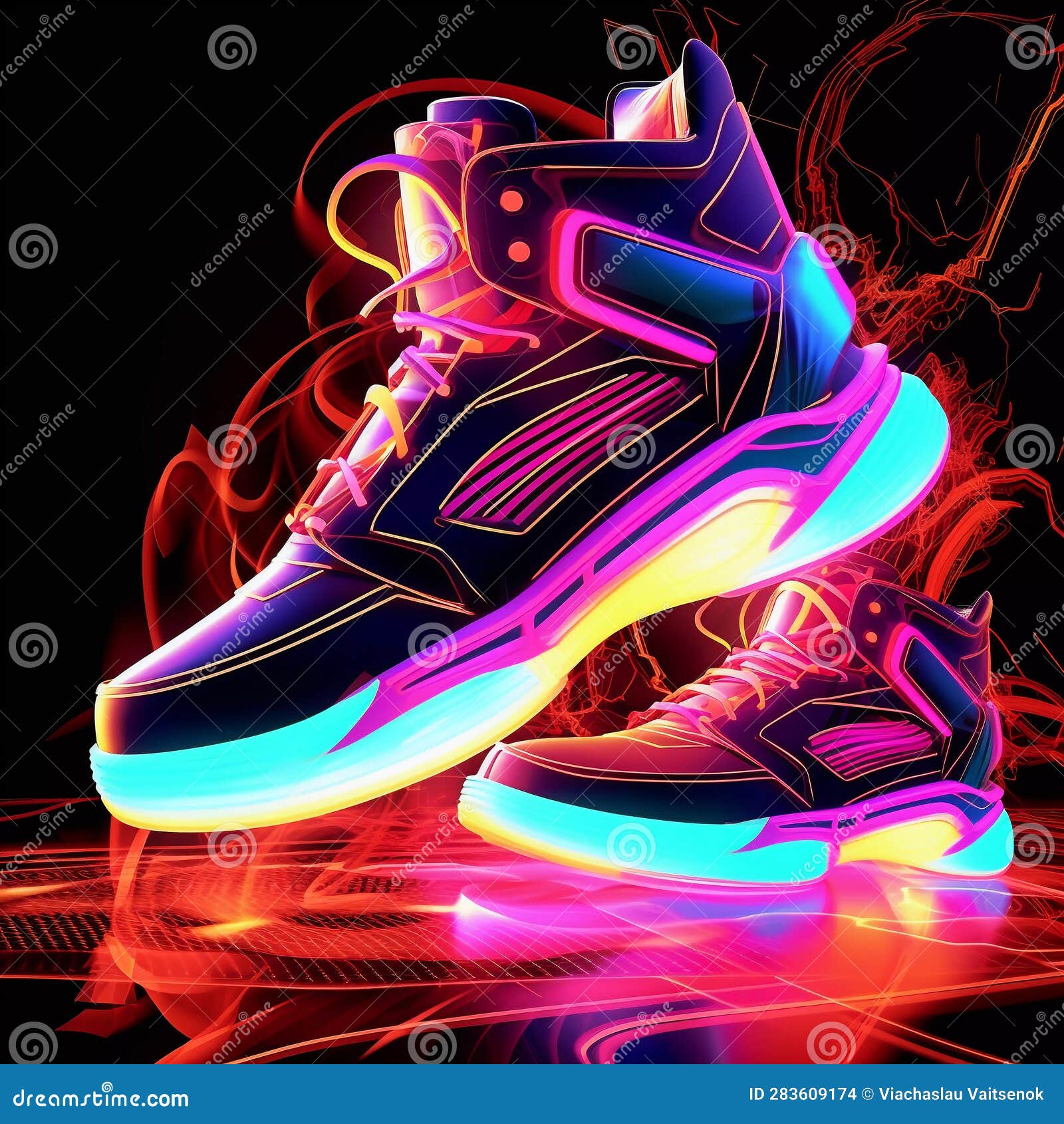 Premium Photo  Fashion sneakers on vivid abstract background