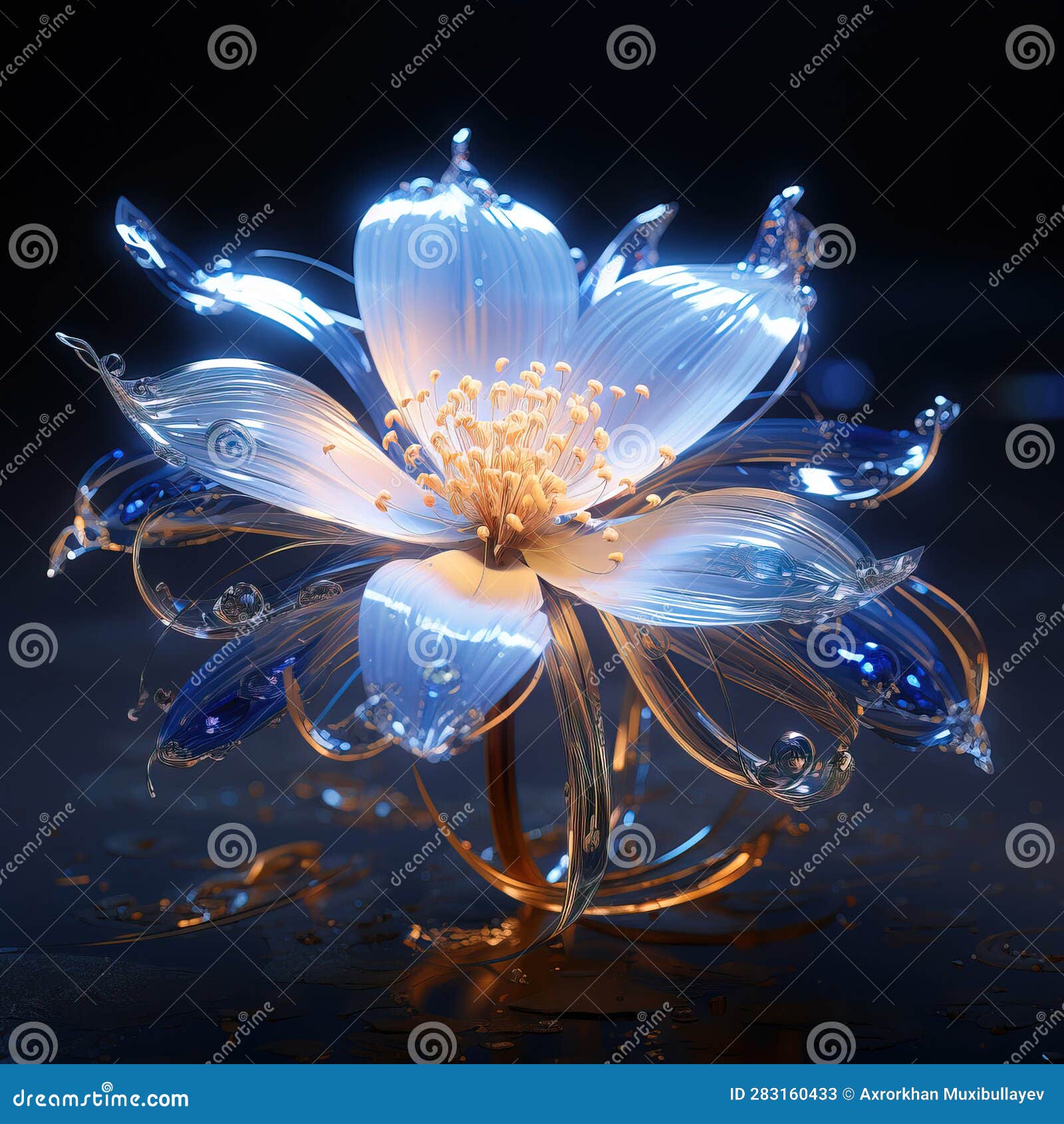 futuristic flower in forest. nature background