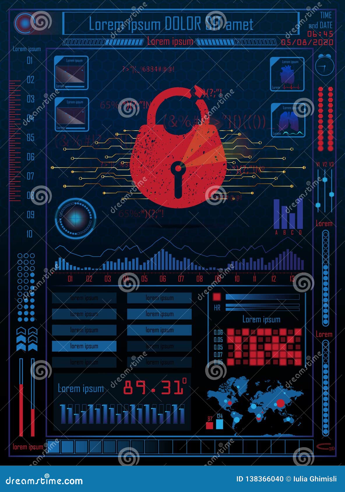 Futuristic Future Sci Fi Cyber Security Hud With Internet