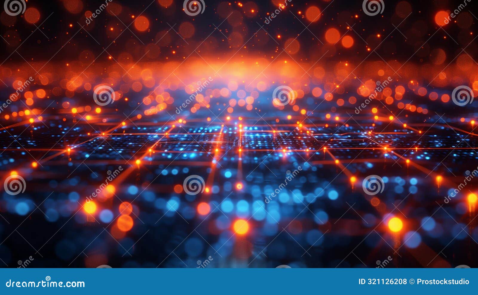 futuristic grid pattern with glowing lines
