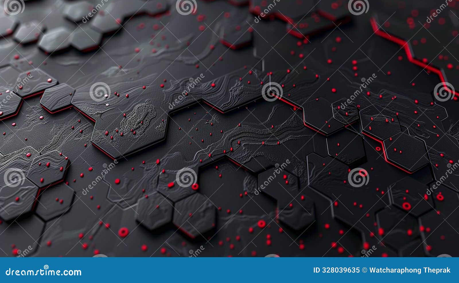 futuristic hexagonal pattern with red accents