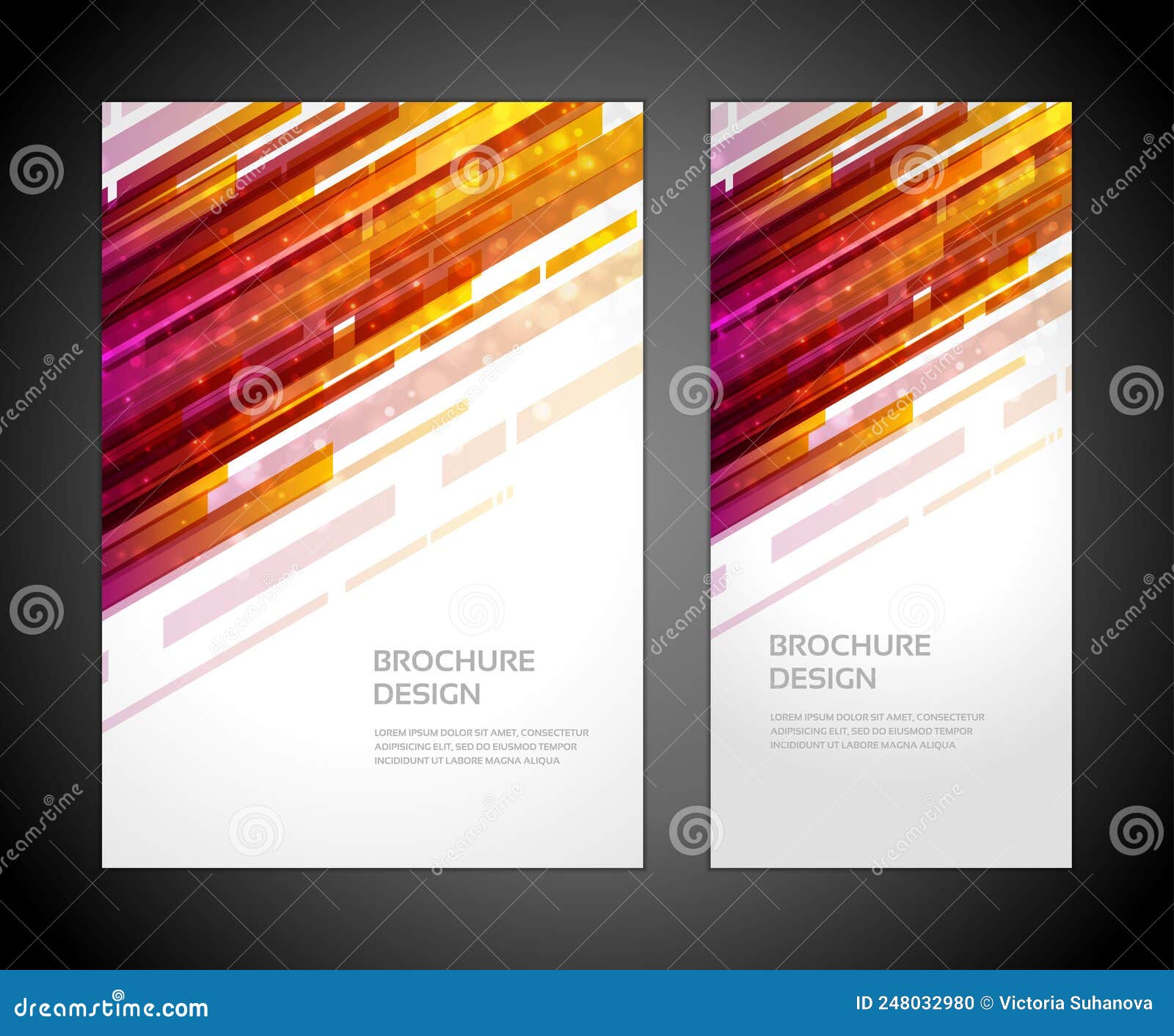futuristic hi tech diagonal stripes dynamic flow colored brochure booklet cover set  