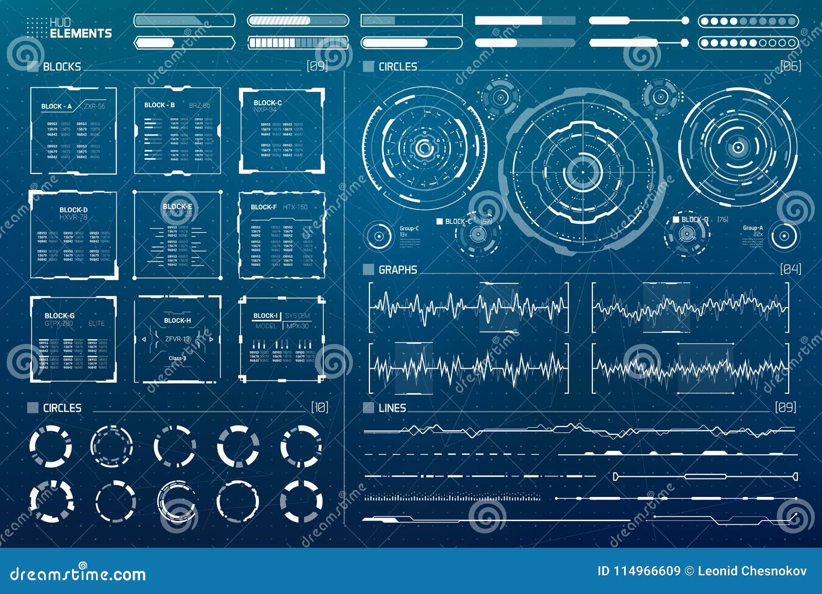 futuristic sci-fi hud s set