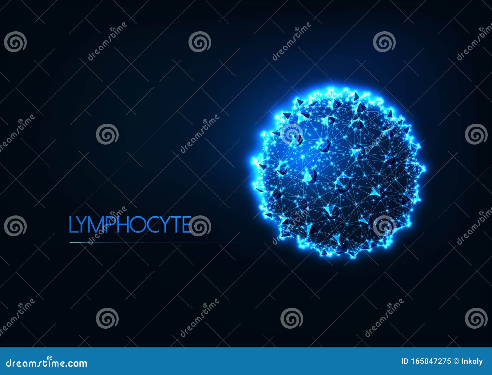 futuristic immunology concept with glow low poly human lymphocyte white blood cell or cancer cell