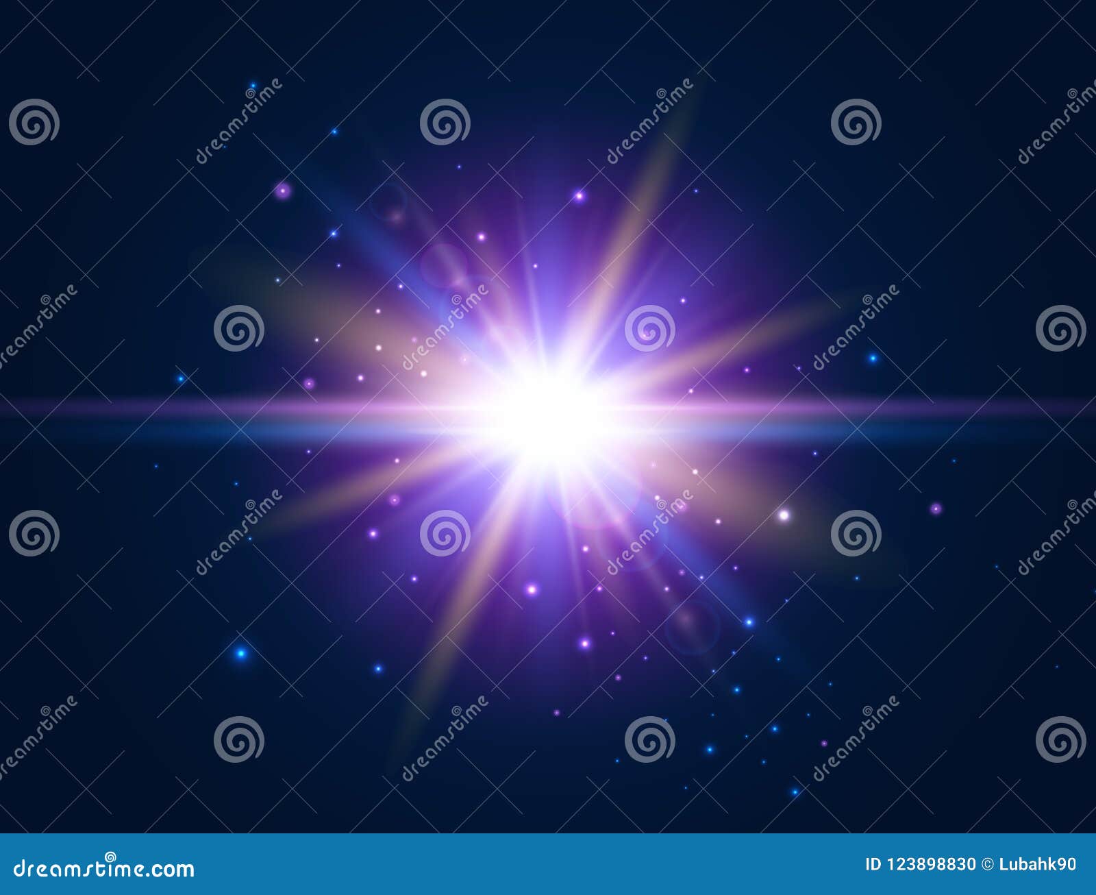 Glowing blue lens flare light effect background Vector Image