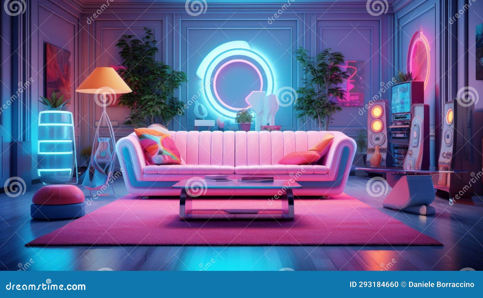 Futuristic Living Room, Metaverse, Virtual Background, Immersive ...