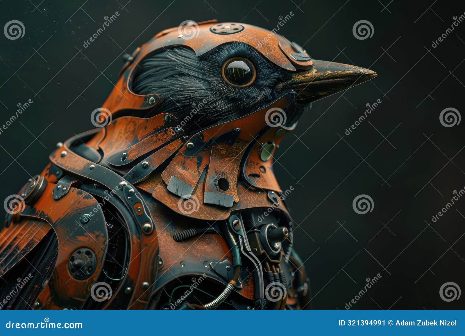 futuristic mechanical bird creature
