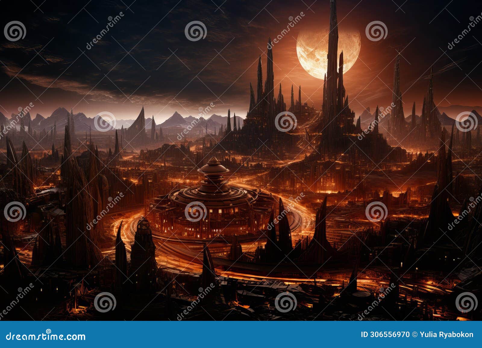 futuristic megacity distant planet. generate ai