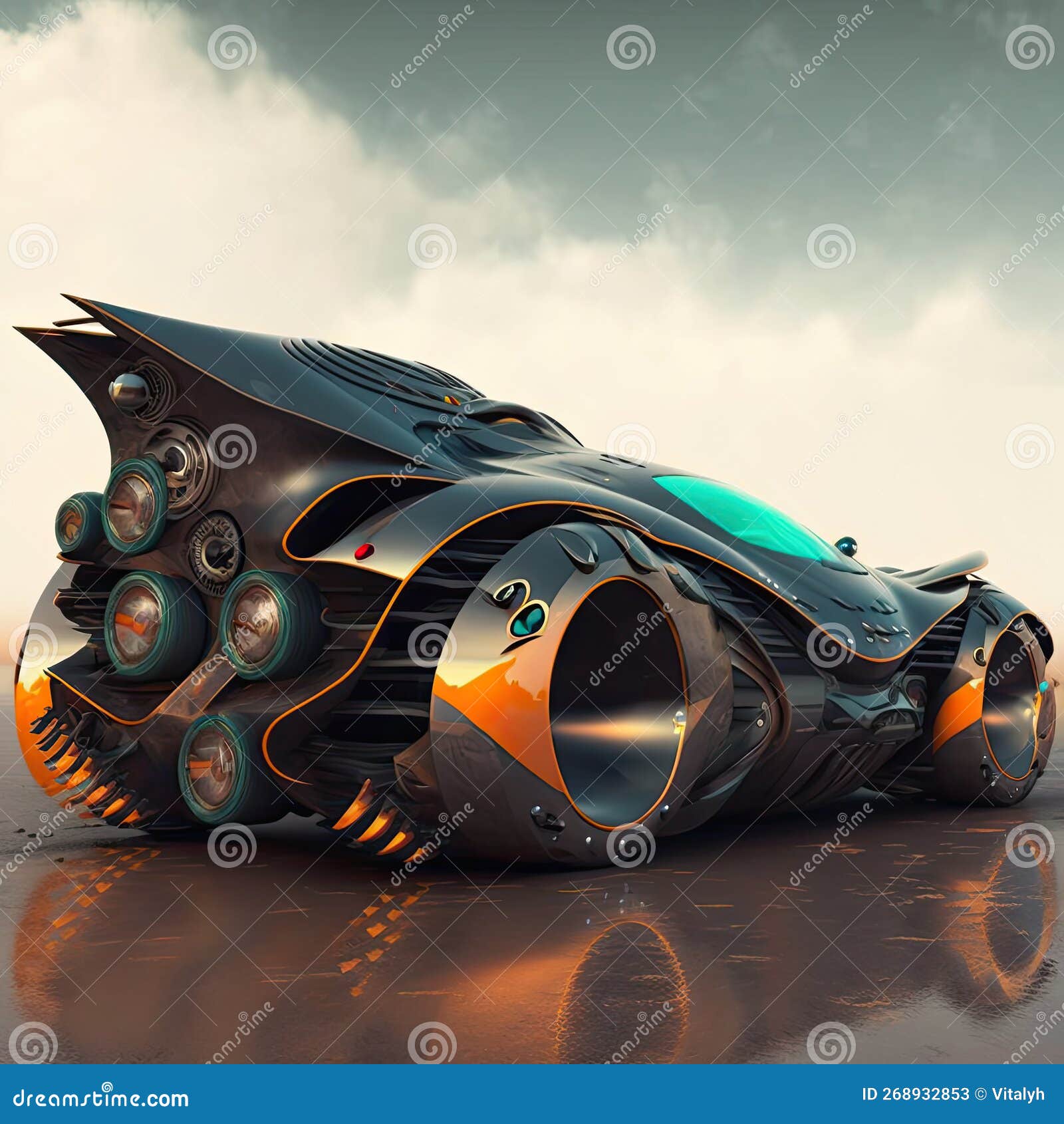 Futuristic Metallic Fantasy Sci Fi Car Illustration Stock Image Futuristic Metallic Fantasy Sci Fi Car Illustration Stock Image