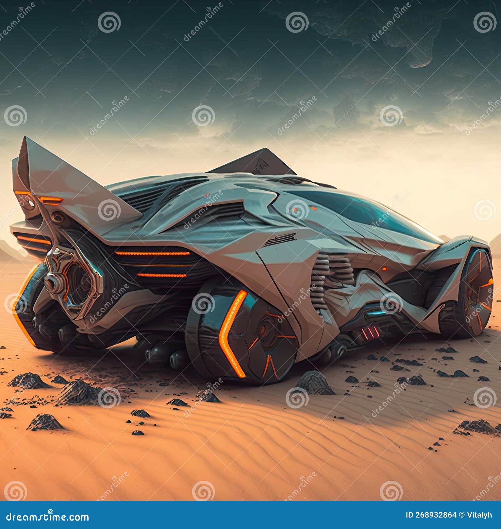 Futuristic Metallic Fantasy Sci Fi Car Illustration Stock Photo Futuristic Metallic Fantasy Sci Fi Car Illustration Stock Photo